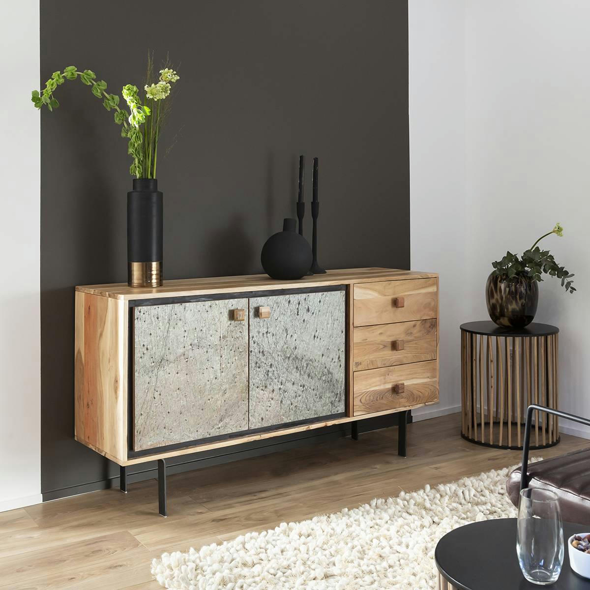 COME - Buffet en bois marron 145 cm