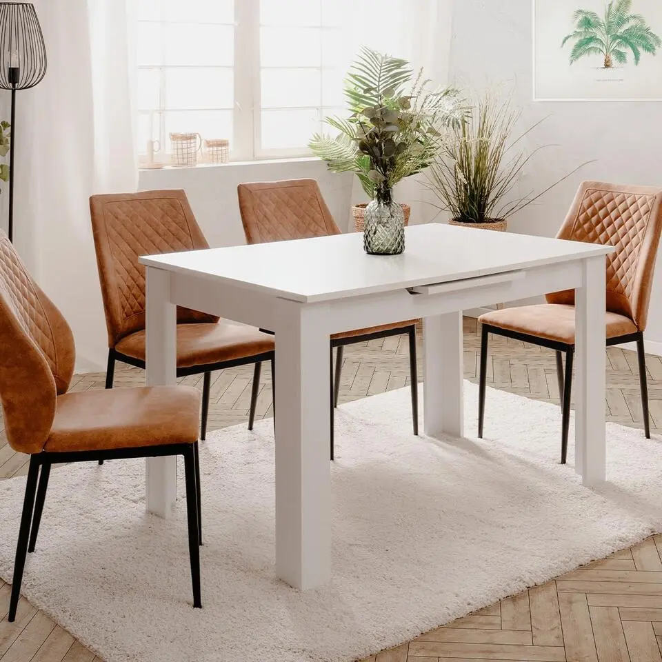 BIRMINGHAN Uitschuifbare eettafel - Wit - 80x125x75 cm