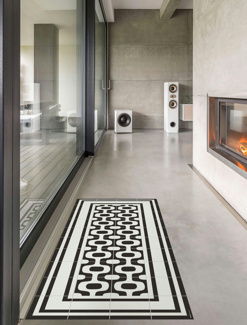 CONTEMPORAIN - Tapis en vinyle Ipanema noir 60x240