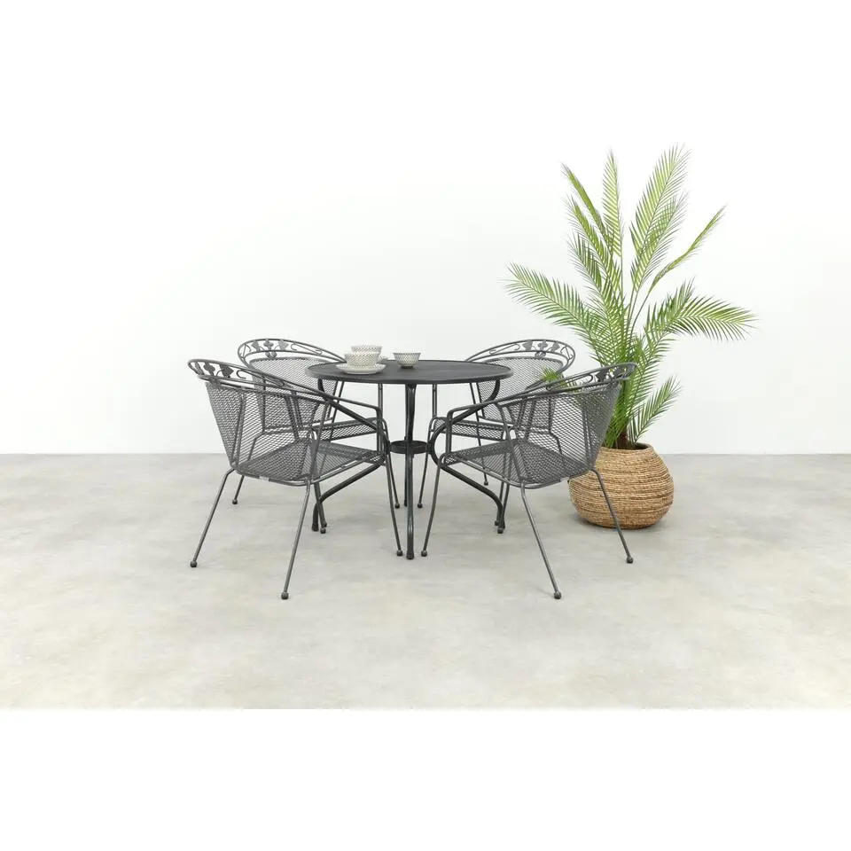 Royal Garden Elegance ronde stapelbare tuinset strekmetaal &Oslash;90 cm