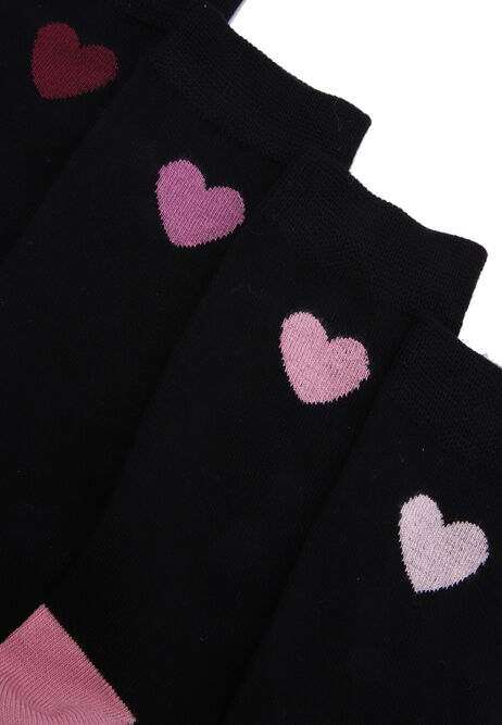 Womens 4pk Pink Heart Ankle Socks