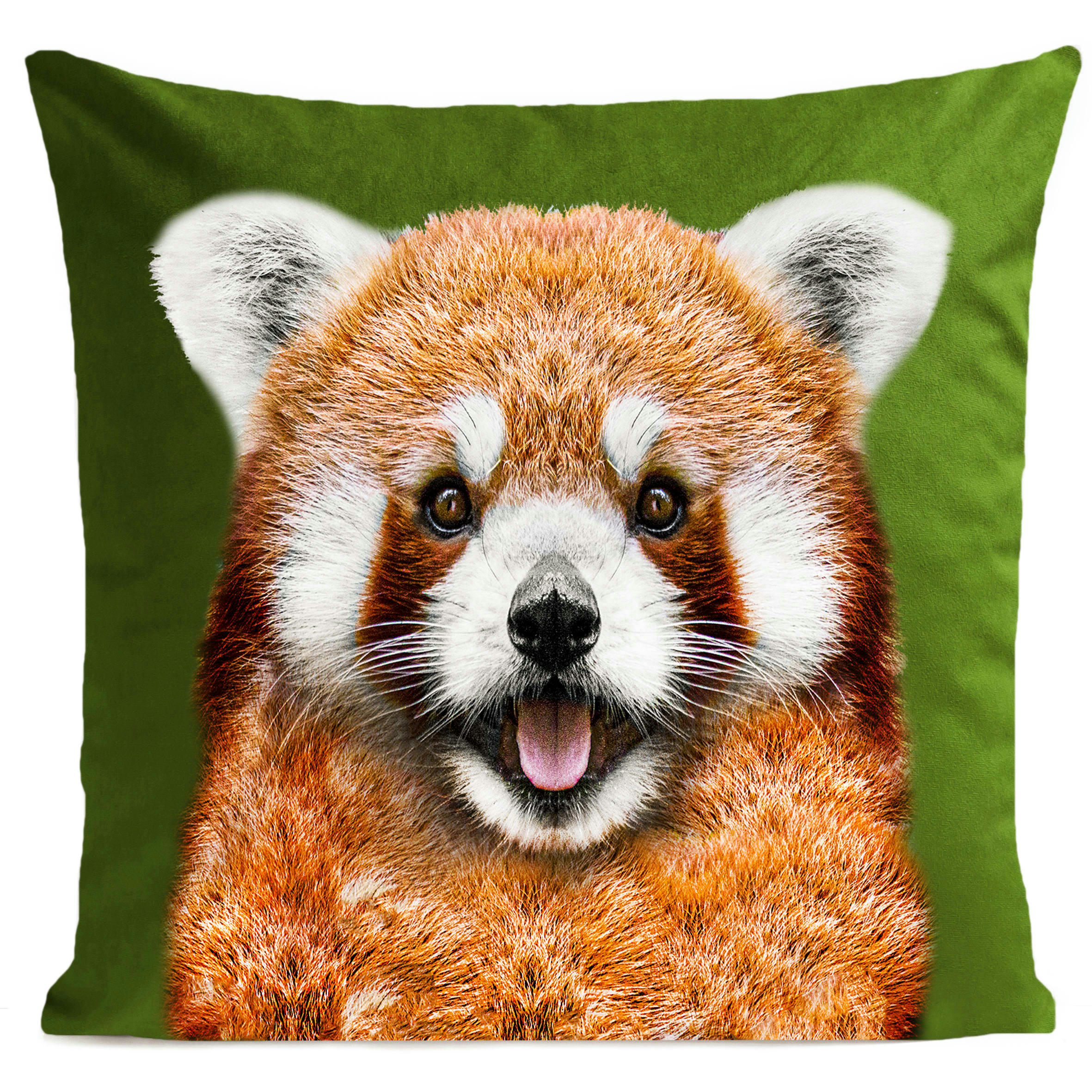 - Coussin animal panda vert suédine 40x40cm