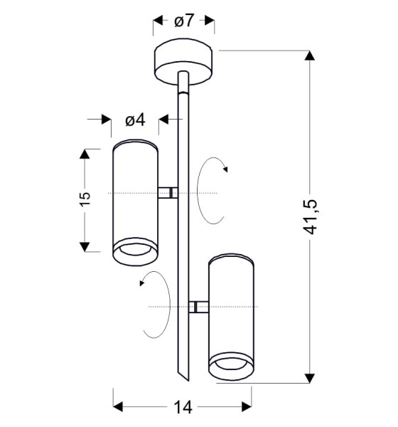 Lampa wisząca Tuba czarna LED 2x5W Neutralna biel lm Candellux