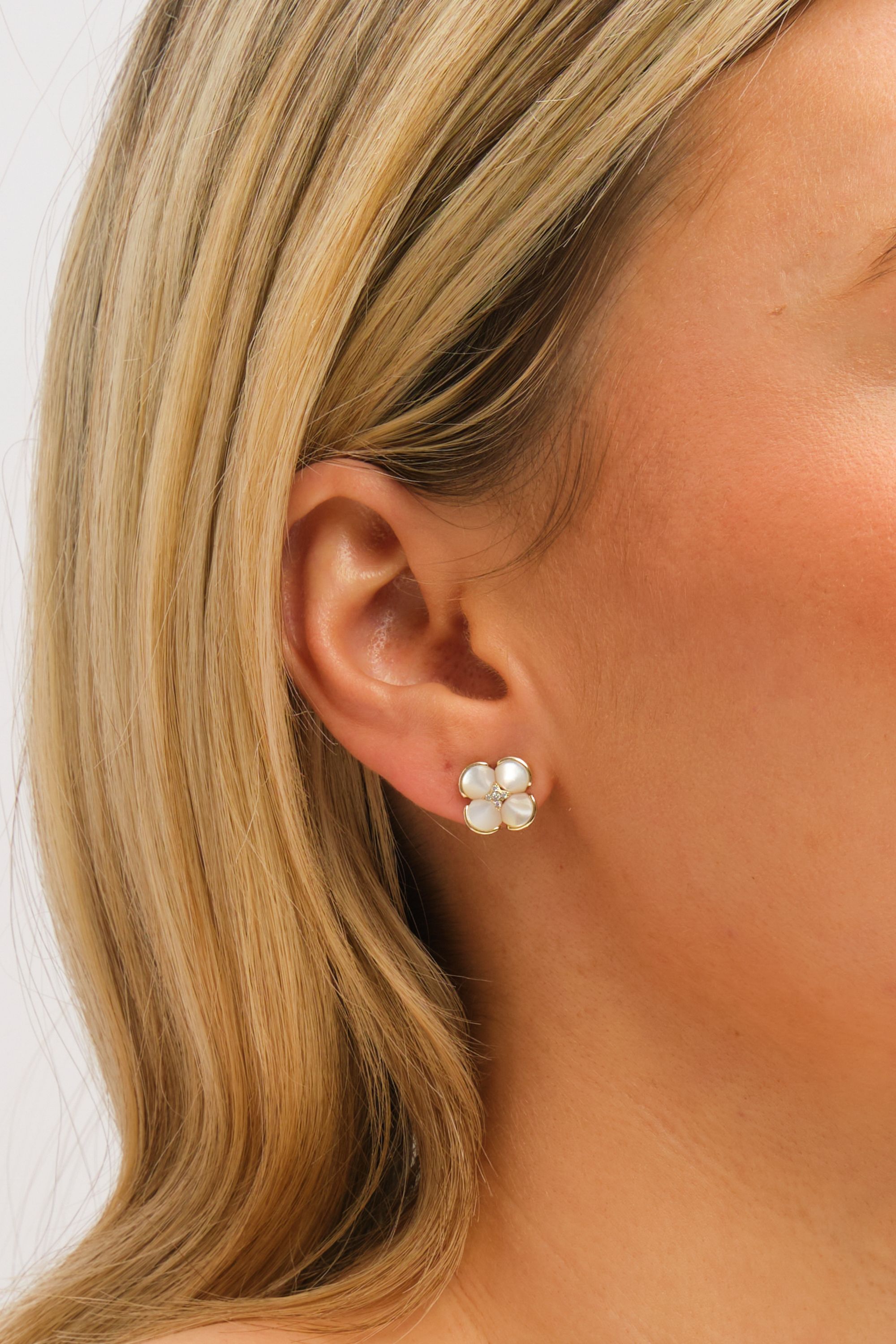 Jon Richard Gold Plated Mother of Pearl Flower Stud Earrings