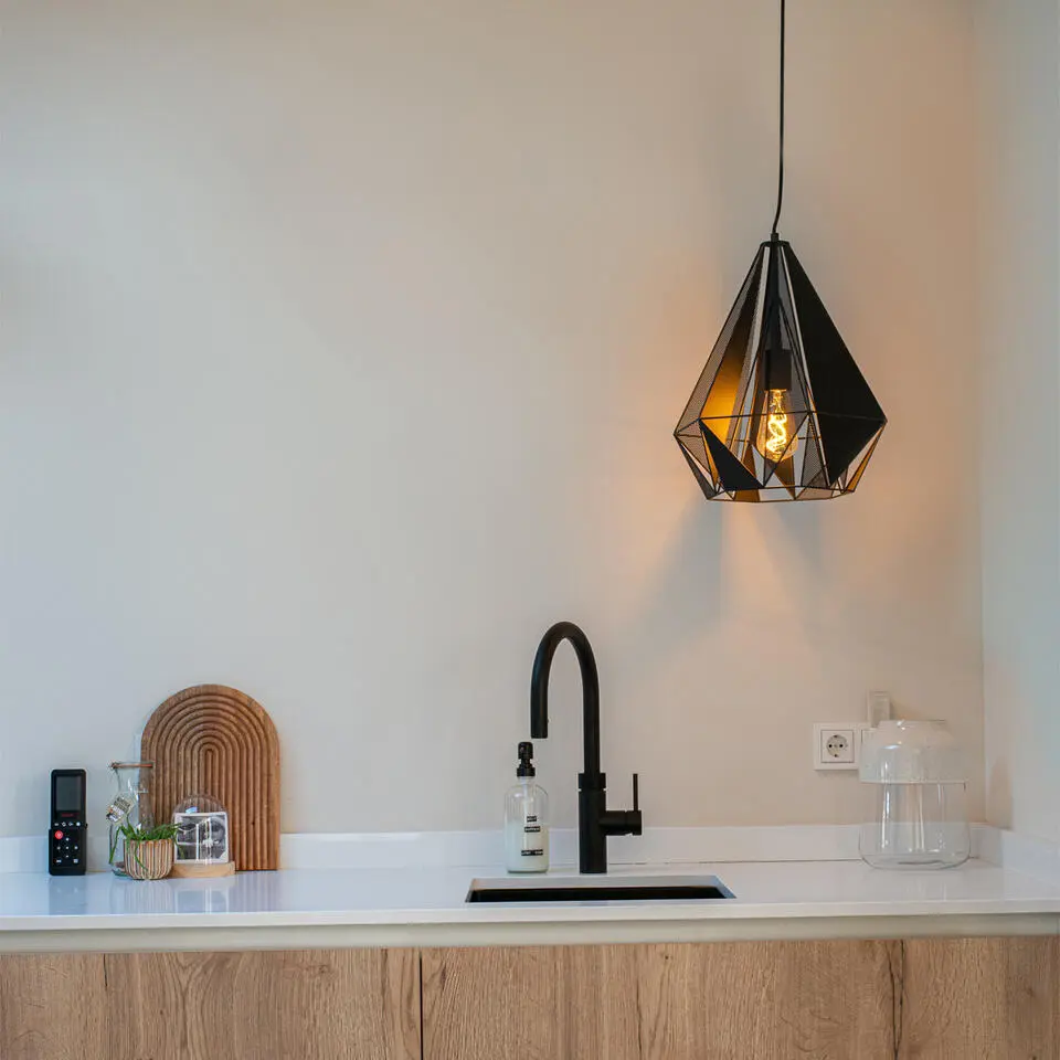 Qazqa hanglamp carcass zwart e27