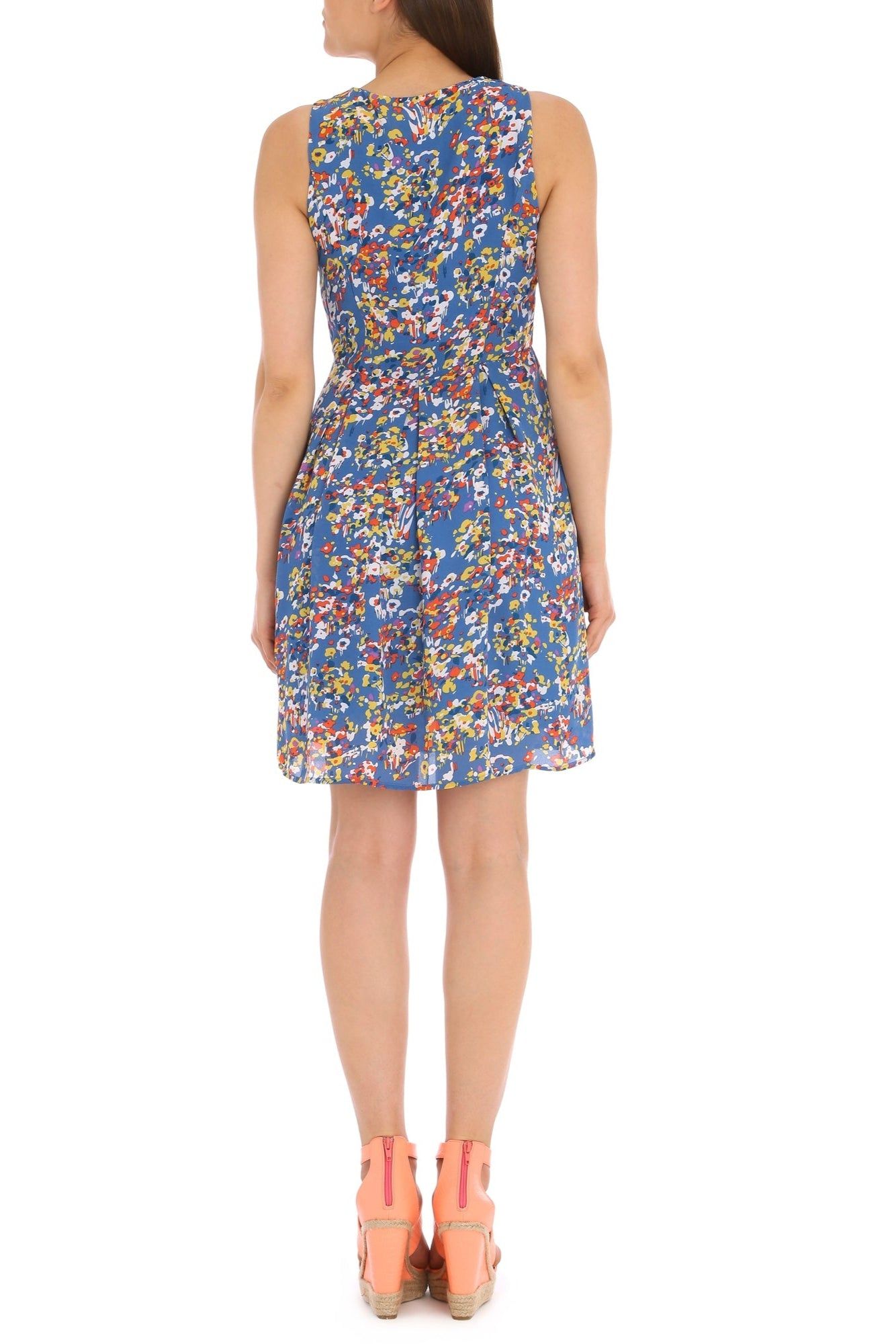 Cutie London Floral V-Neck Fit & Flare Dress