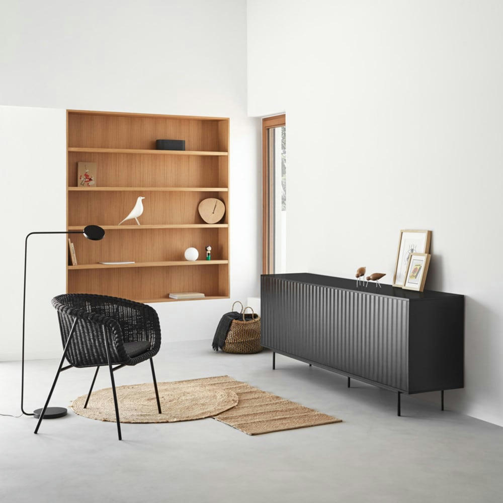 SIERRA - Buffet en bois 4 portes 3 tiroirs L211cm noir