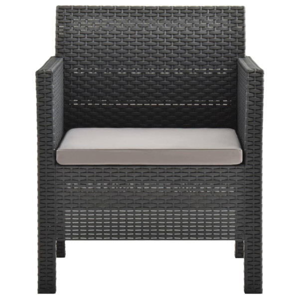 Krzesło ogrodowe z poduszką antracytowe 63x65x76 cm PP Rattan