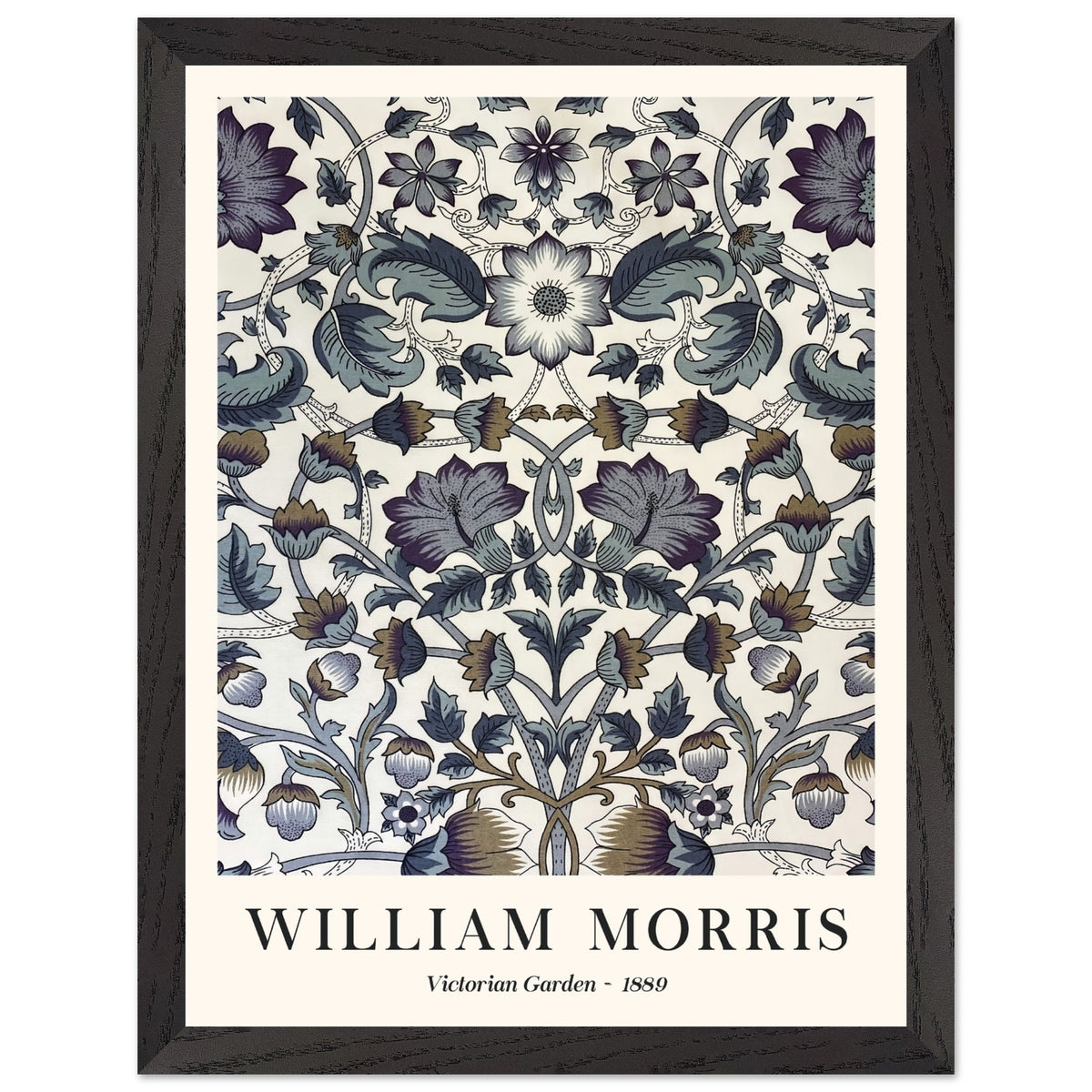 Artfulprints Poster met Lijst William Morris - Victorian garden 1889  - 30x40 cm - Grijs