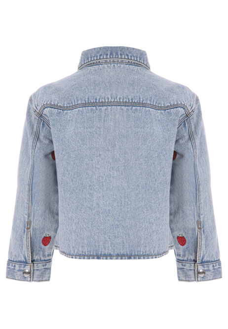 Younger Girls Blue Strawberry Denim Jacket