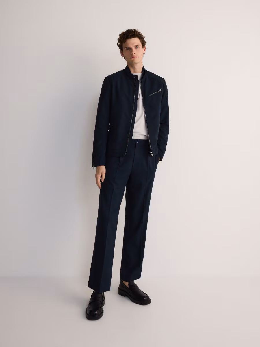 Biker Jacket With Stand Up Collar