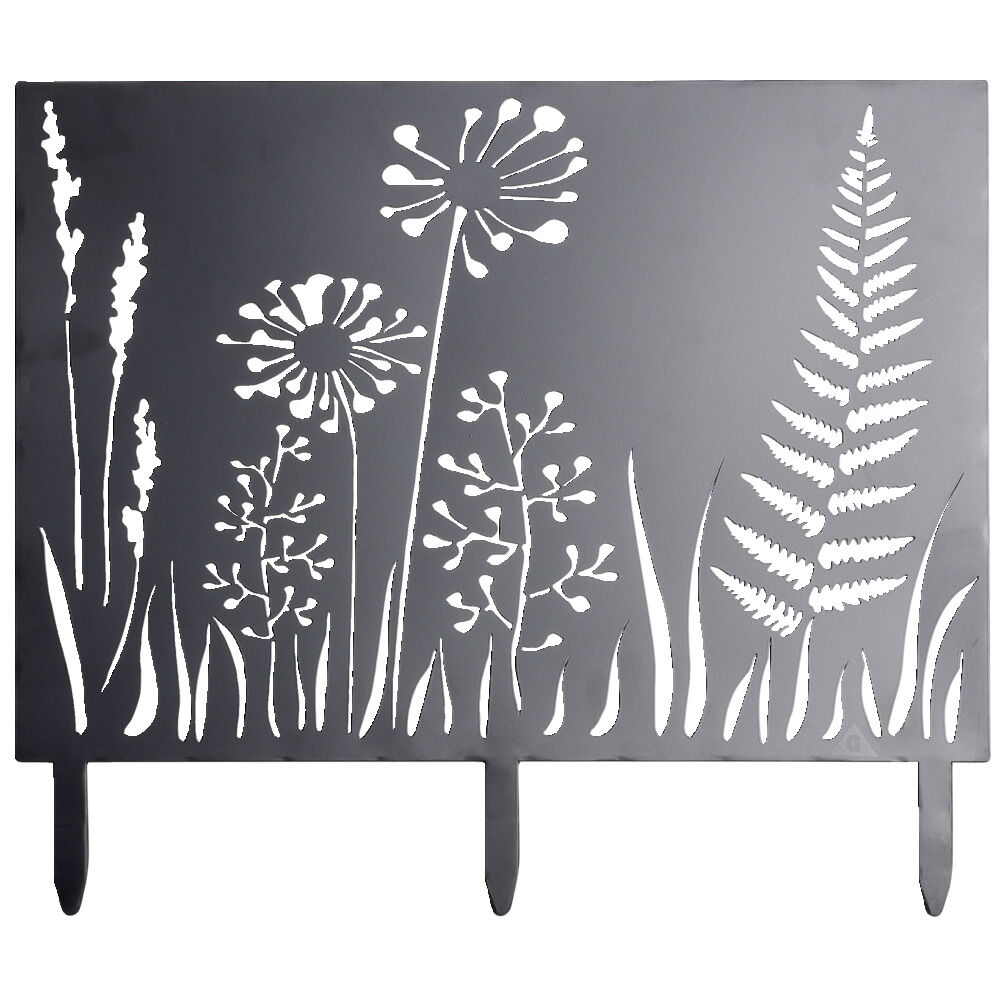 Bordure de jardin métal gris motif végétal ajouré L50xH43cm