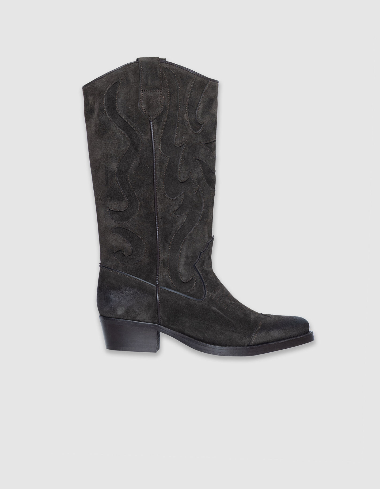 Bottes santiags marron cuir velours Femme