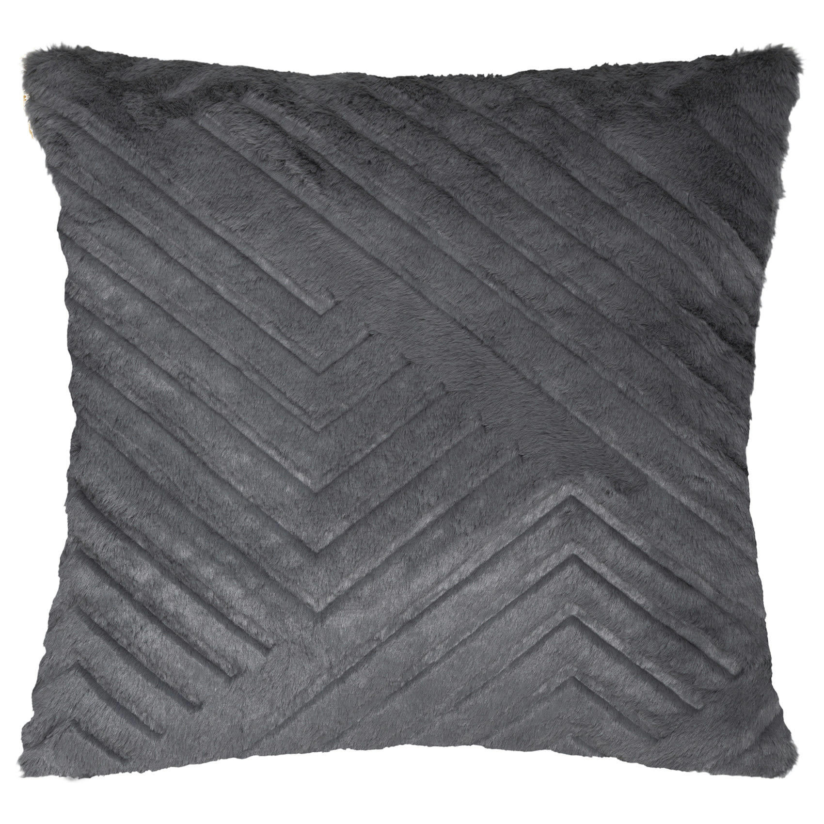 - Coussin déhoussable  - effet fourrure polyester gris clair 45x45 cm