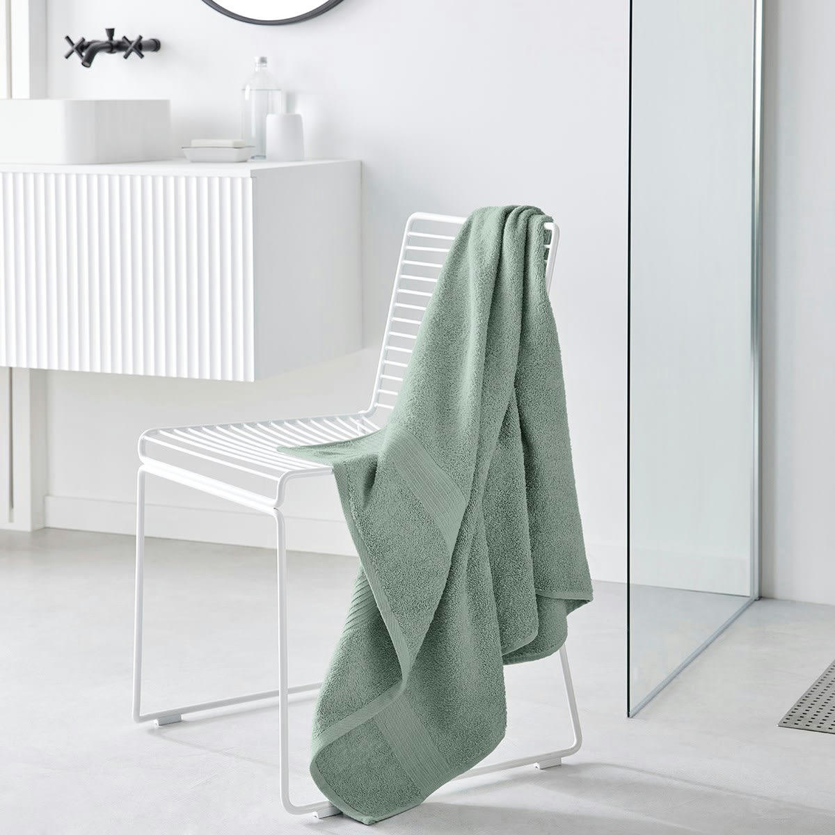 MEVAK BAÑO - Drap de bain uni en coton vert 70x130