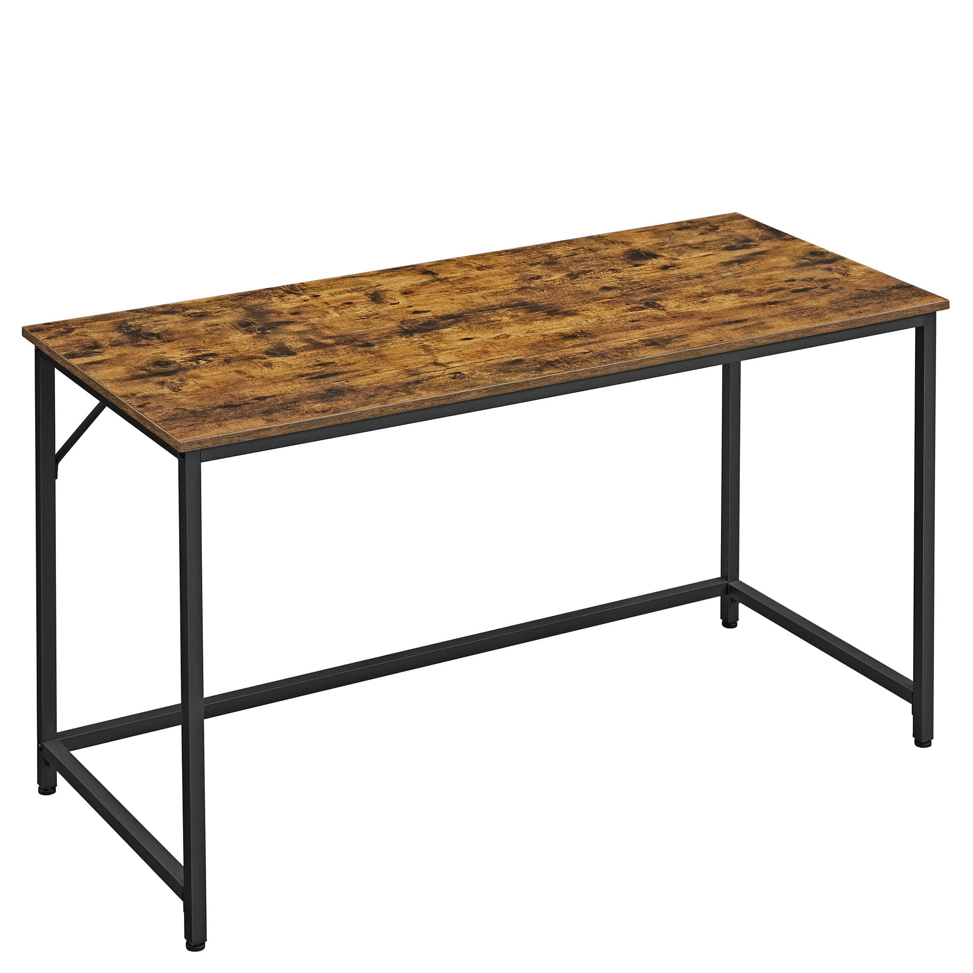 - Bureau 140 cm style industriel effet bois marron rustique