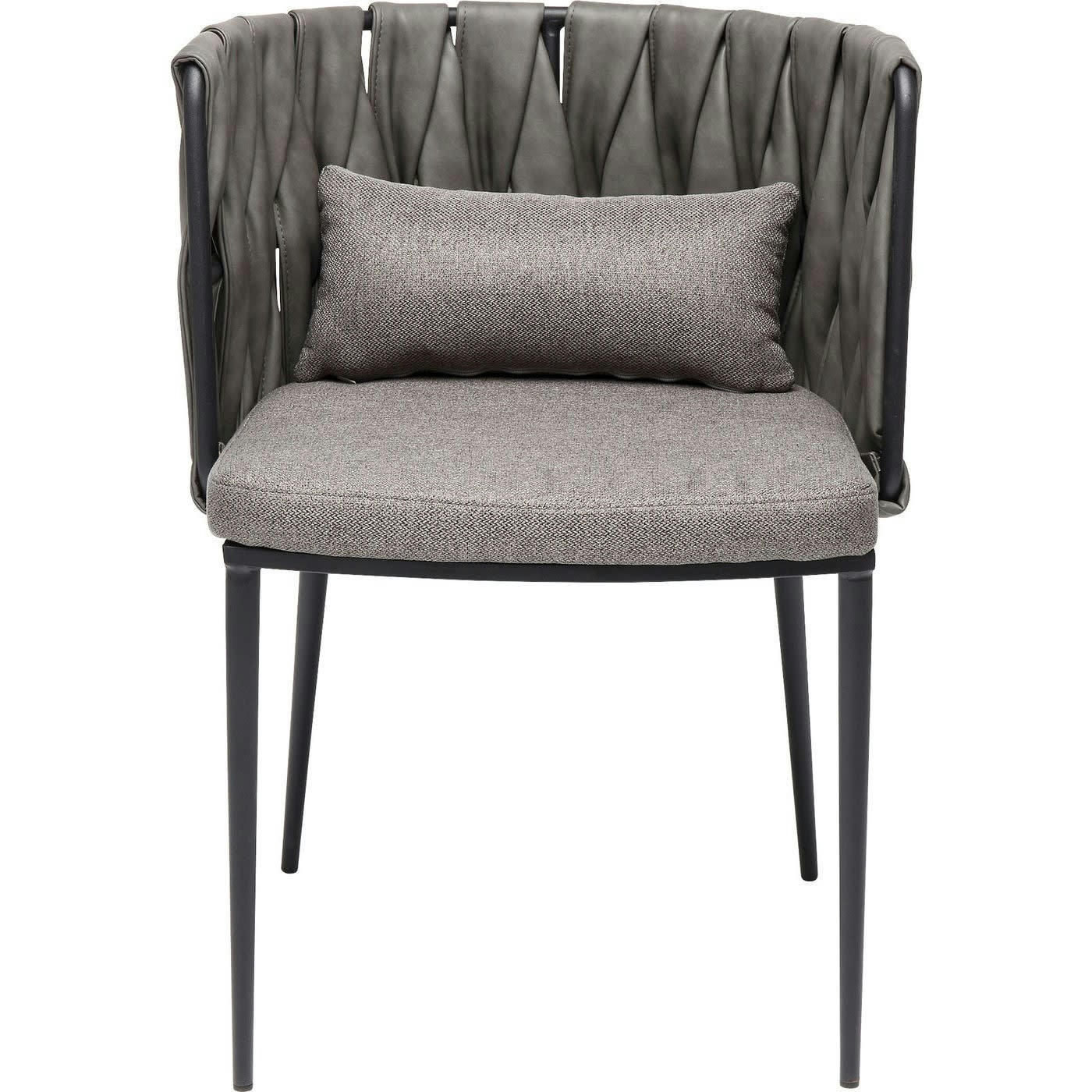CHEERIO - Chaise avec accoudoirs grise et acier