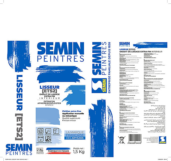 Enduit de finition extra fin Semin lisseur 1,5 kg
