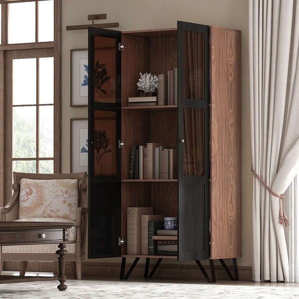 Kitchen Pantry Cupboard, Rustic Freestanding Storage Cabinet Acrylic