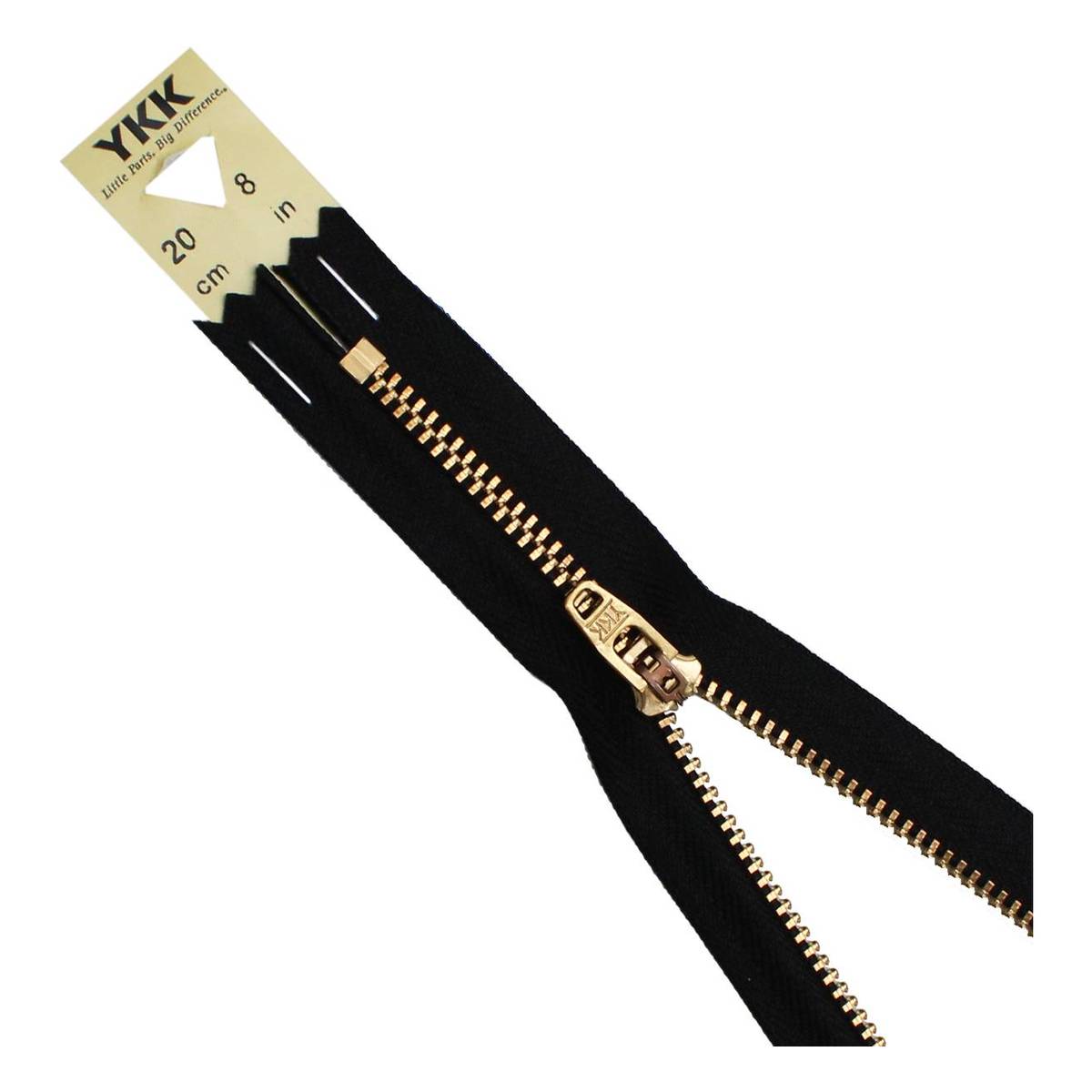 YKK Black Brass Jeans Zip 20cm