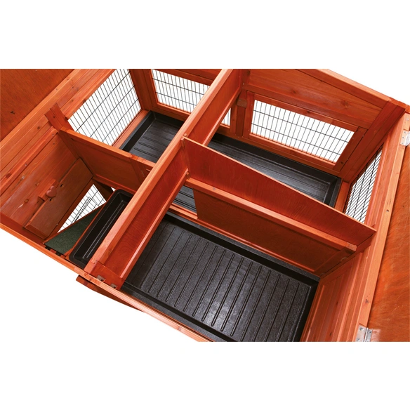 Kleintierstall, 2 Etagen, LxBxH: 135x115x112 cm, braun