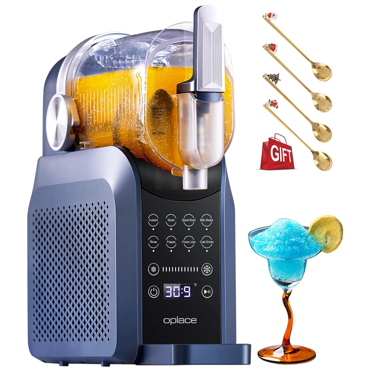 7-in-1 Slushie Machine for Home(88oz.),Countertop Slushy Maker with No Ice Needed, Auto-Clean,Frozen Drink,Margarita, Cocktail,Daiquiri,Frappe,Milkshake,and More Slush Smoothie(Blue)