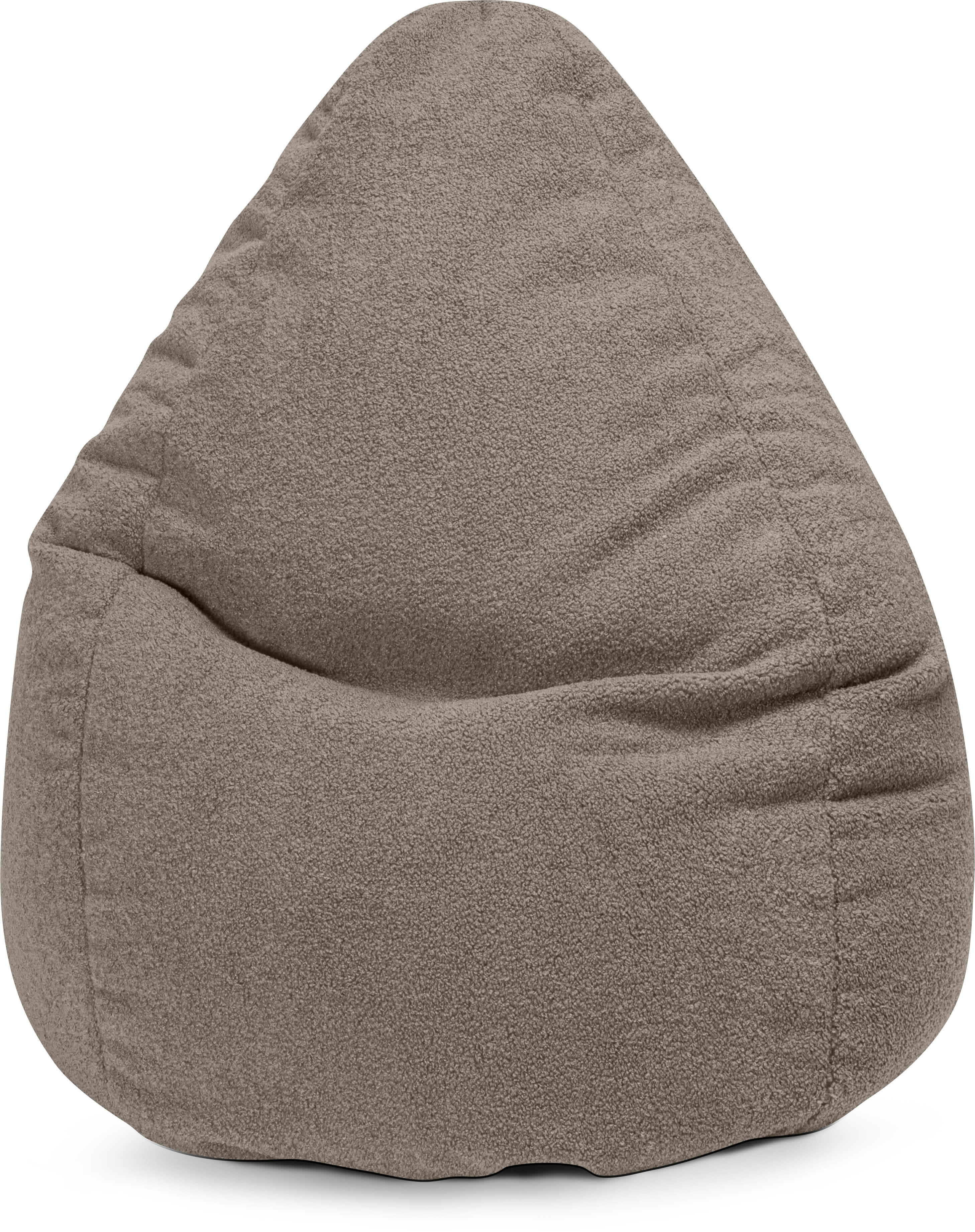 WOOLY - Pouf poire XXL d'intérieur fourrure douce taupe 80x130cm