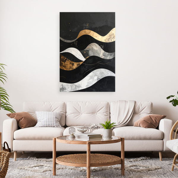 Obraz do salonu loftu biura, Abstrakcja geometryczna złoto czarna 20x30