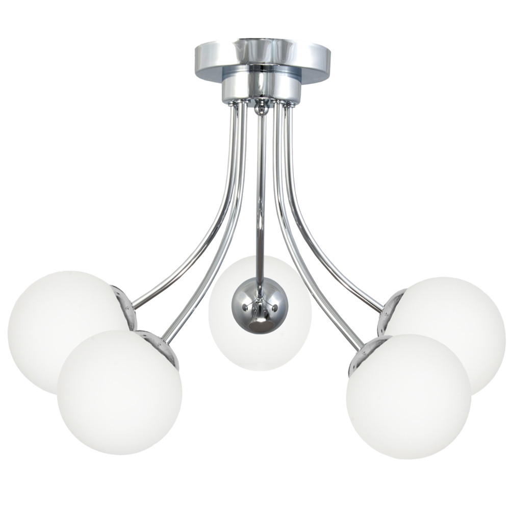 Lampa sufitowa EDYLIT glamour kule białe chrom 5xE14 KIK 13-540