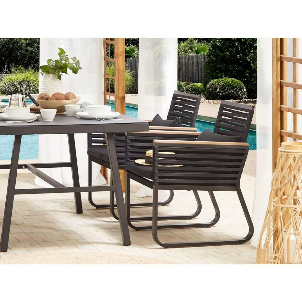 CANETTO - Tuinstoel set van 2 - Zwart - Aluminium