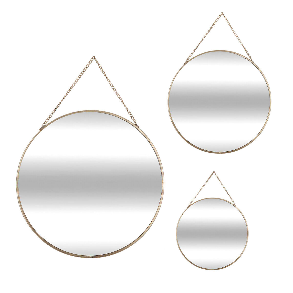 Conjunto de 3 espelhos LENY dourado