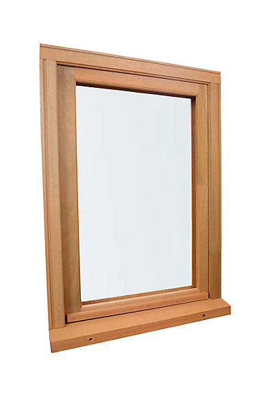 Fenêtre 1 vantail tirant droit double vitrage GoodHome en bois marron l.45 x H.47,8 cm