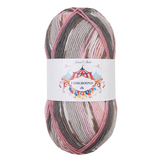 James C Brett Pink Grey Mix Fairground DK Yarn 100g