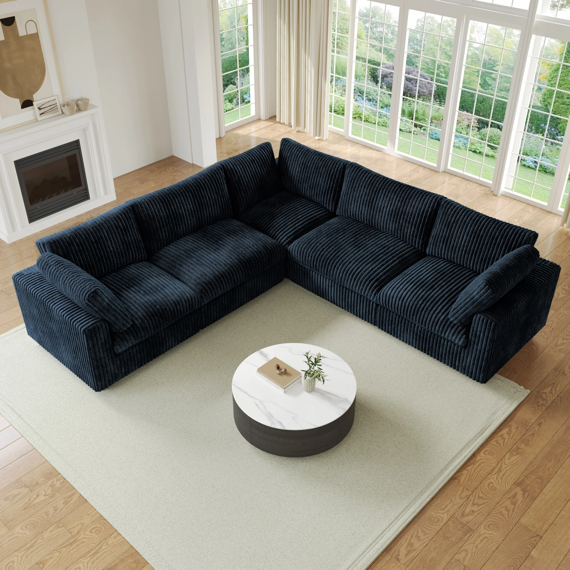 Cloud Corner Sofa Soft Plush Upholstered Modular Sectional Sofa Down Filled Living Room Couch
