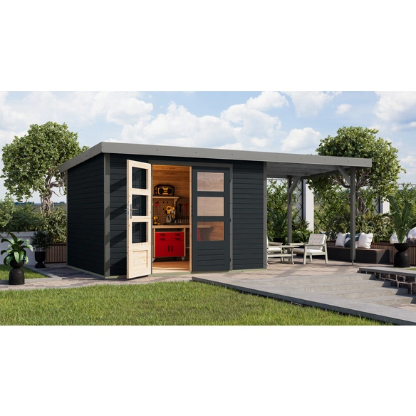 Gartenhaus »Osterby 5 C«, BxHxT: 536 x 209 x 242 cm (Außenmaße inkl. Dachüberstand), Wandstärke 19 mm
