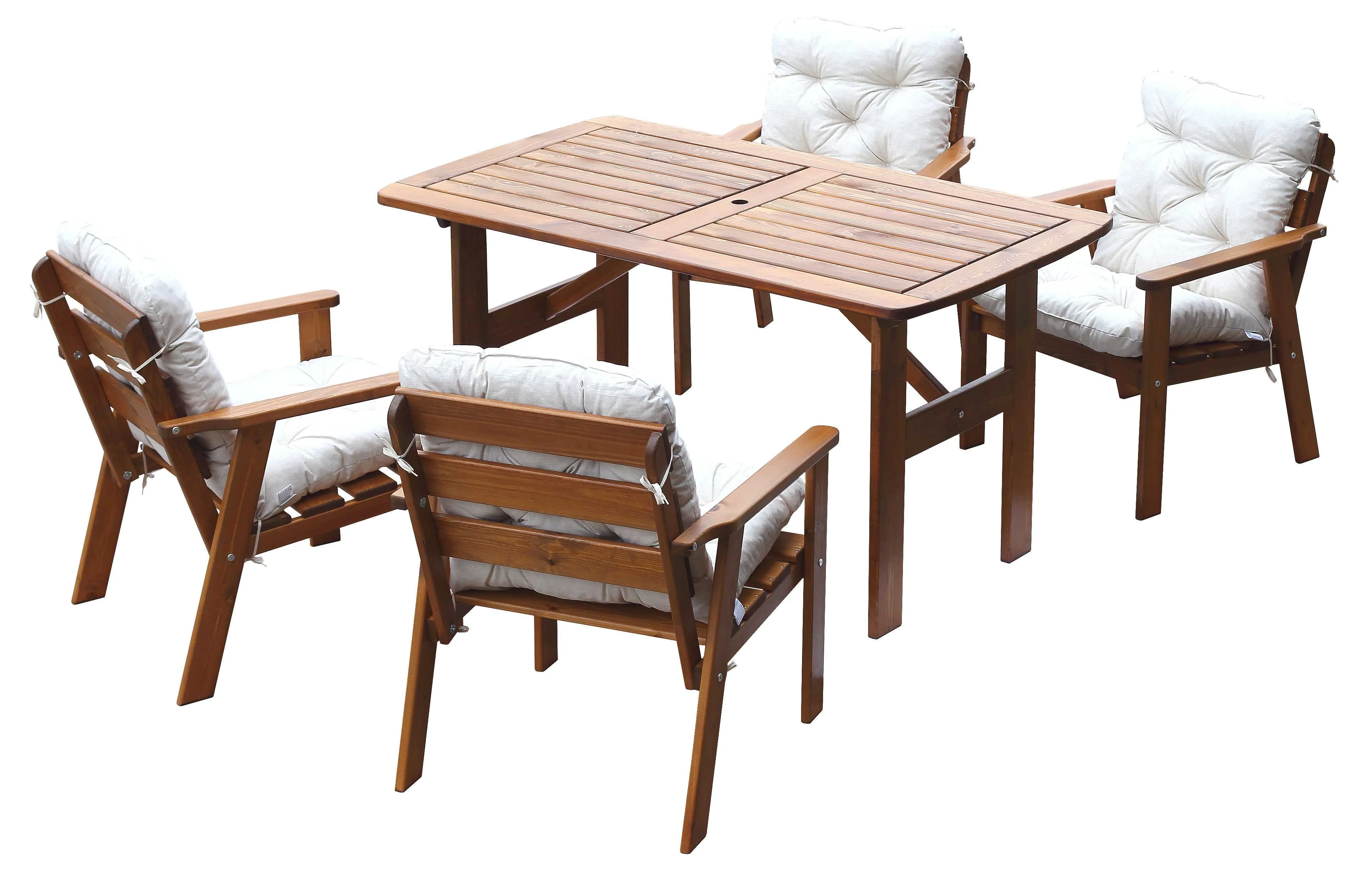 Set van 4 tuinstoelen + tuintafel Venta met kussens