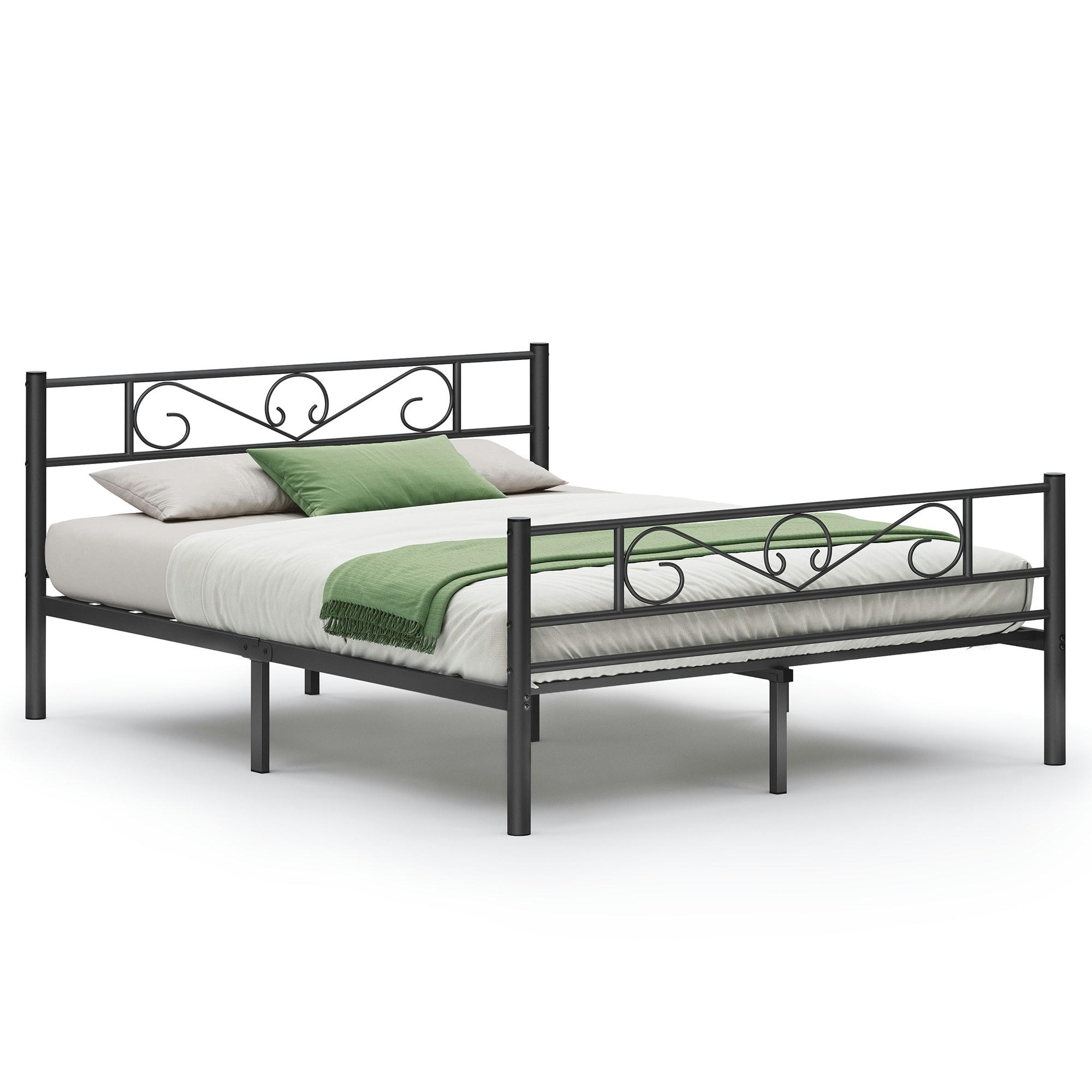 - Lit 2 personnes pour matelas de 200 x 160 cm noir