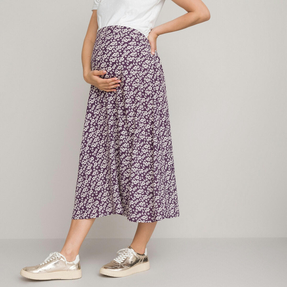 Jupe de grossesse mi-longue imprimé floral