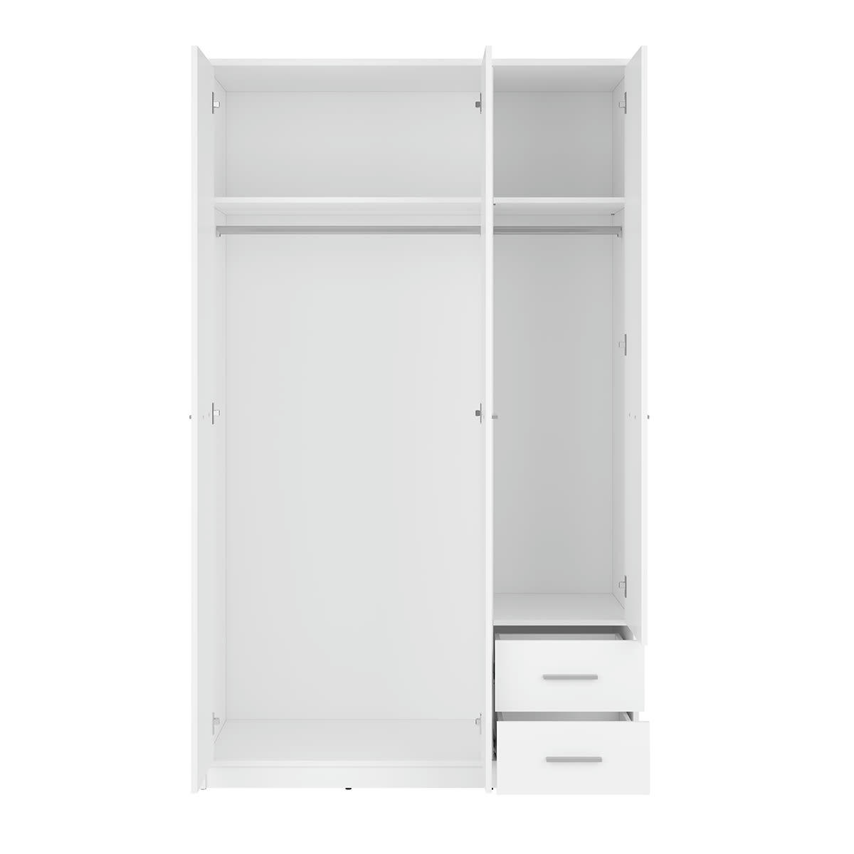 - Armoire 3 portes 2 tiroirs stratifiés blanc