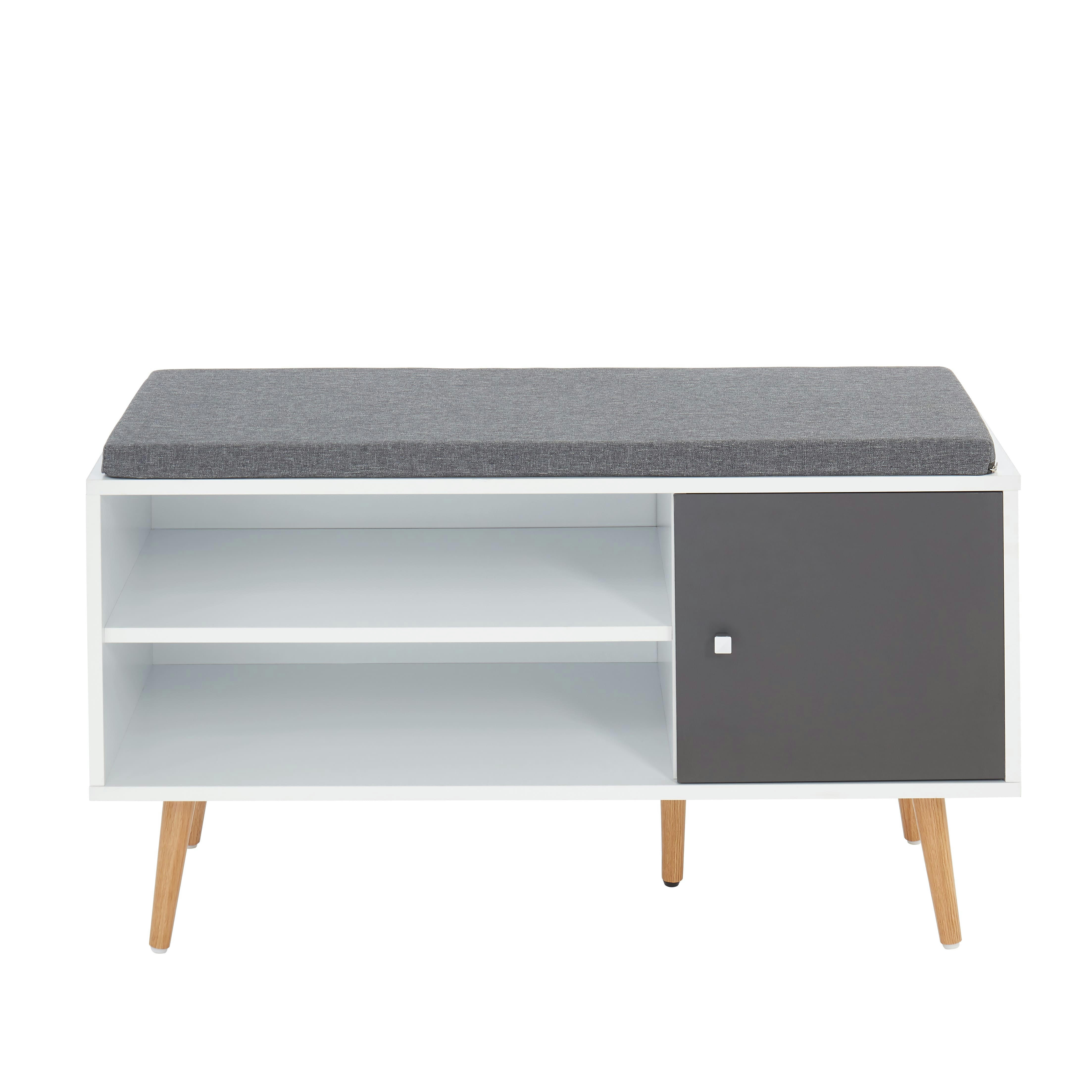 ADELE - Banc à chaussures   gris anthracite et blanc  95cm