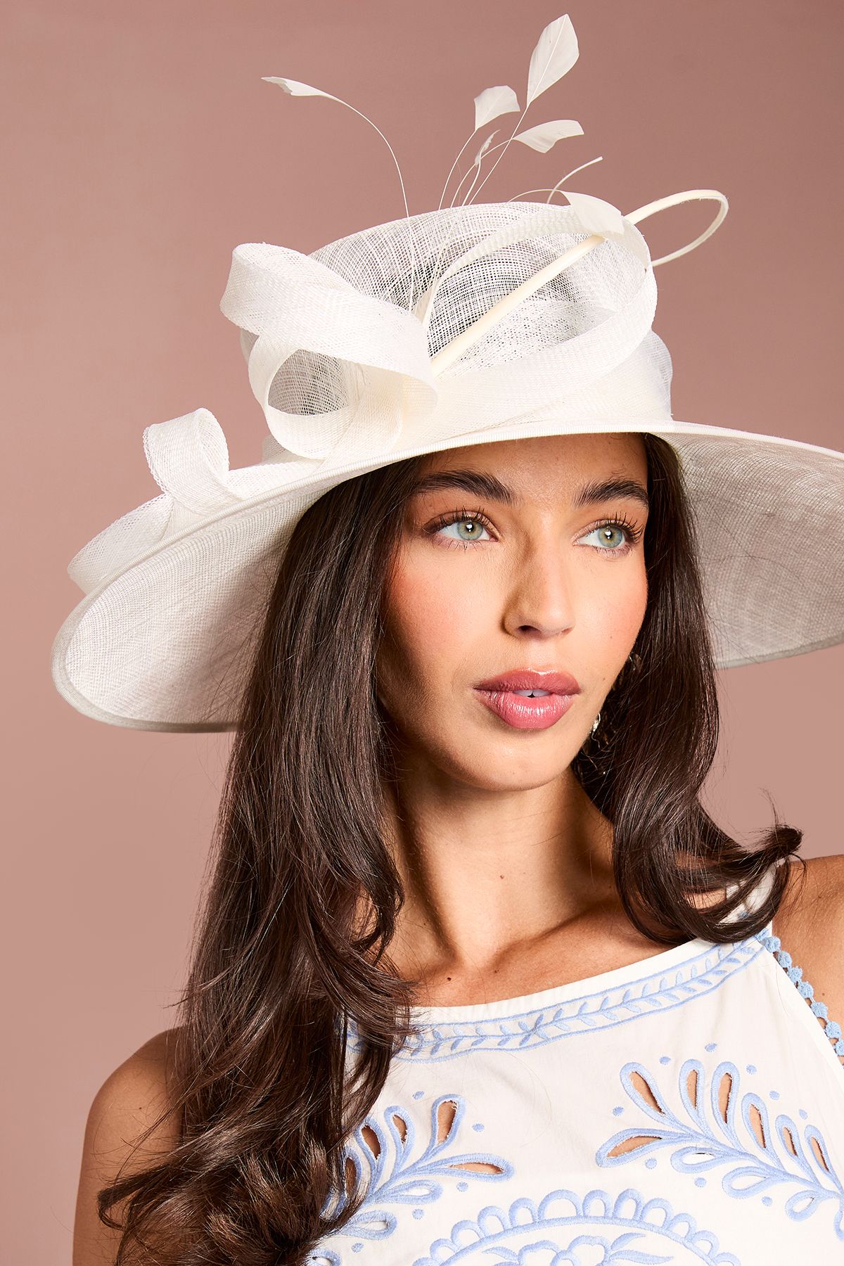 Coast Ivory Loop And Quill Wide Brim Hat