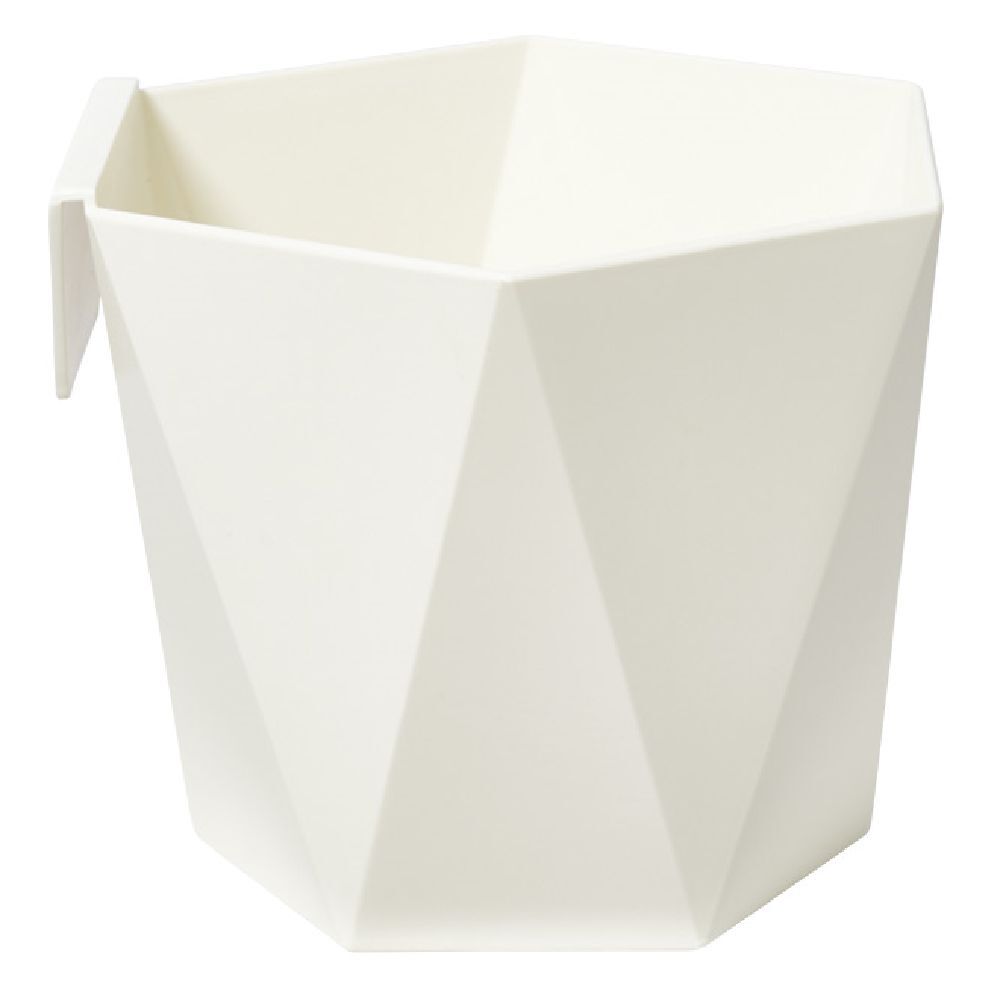 Pot hexagonal clipsable plastique blanc ivoire Ø12xH13cm