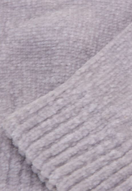 Womens Grey Chenille Gloves