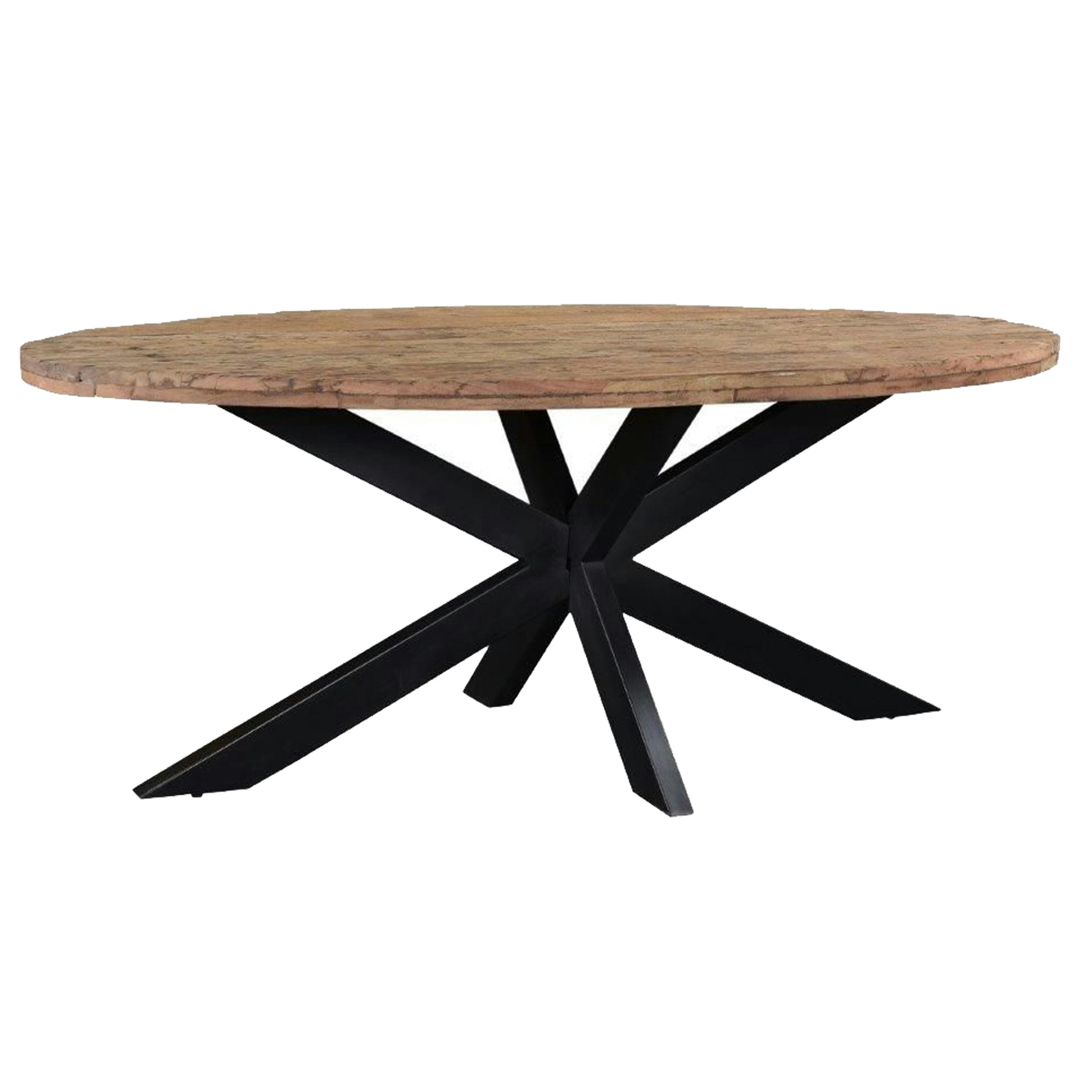 RIVERWOOD - RIVERWOOD-Table à manger ovale 10/12 personnes, Spider et Bois recyclé