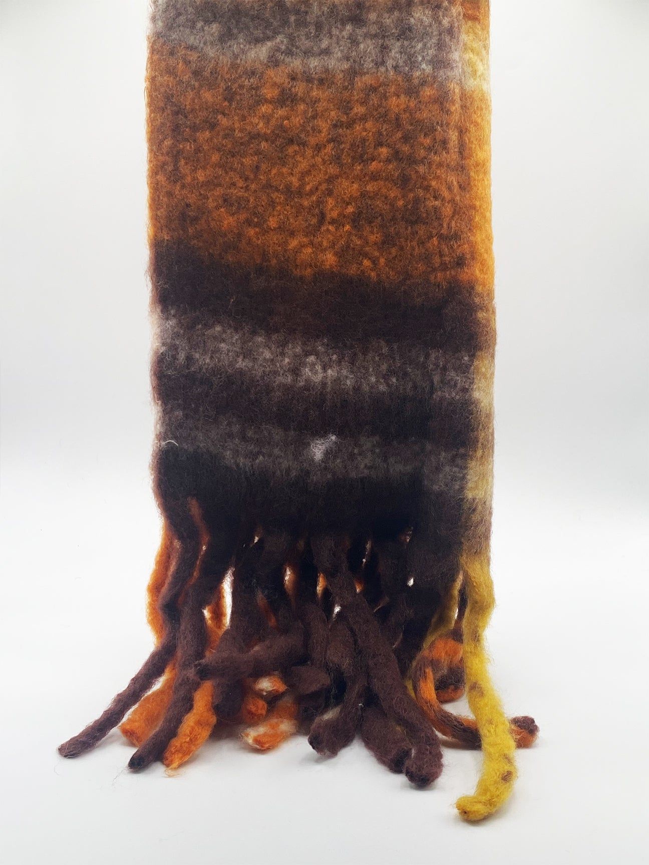 SVNX Tartan Scarf with Tassels in Orange & Brown
