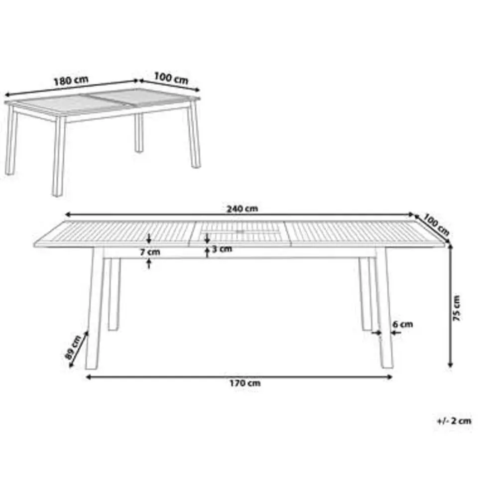 CESANA - Tuintafel - Lichte houtkleur - 100 x 180/240 cm - Acaciahout