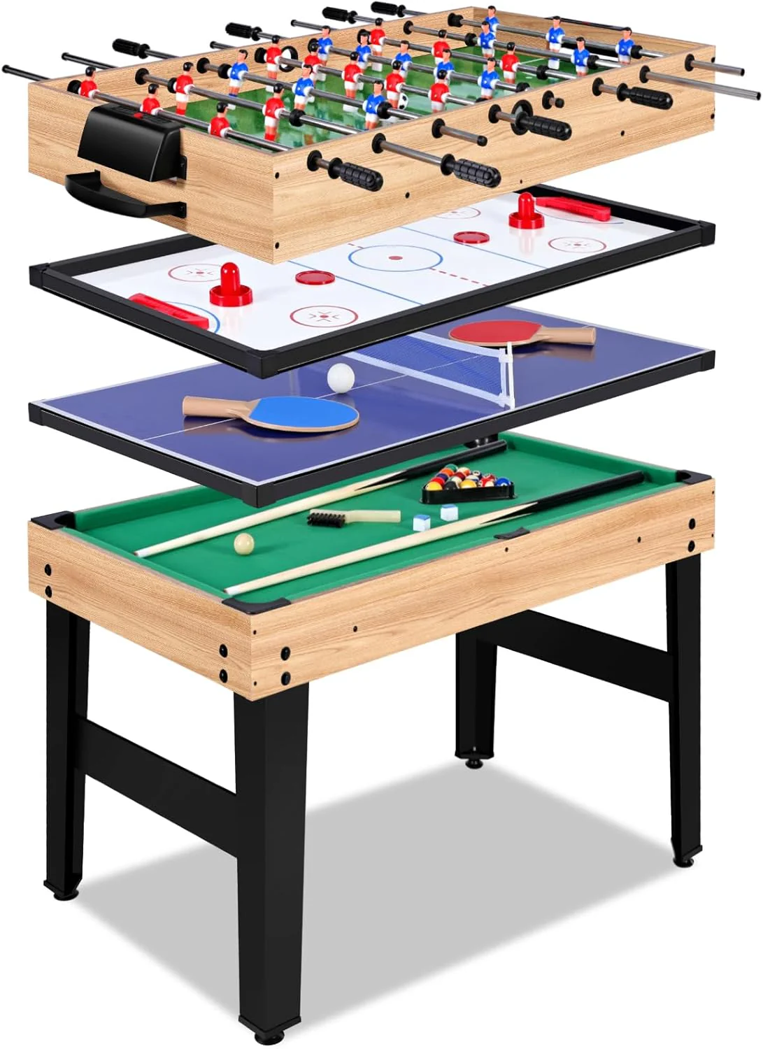 12-in-1 Game Table - 48 Combo Game Table, Ping Pong Table, Foosball Table, Air Hockey Table, Pool Table - Sports Arcade Games with Accessories - Ideal for Game Rooms and Family Game Nights!