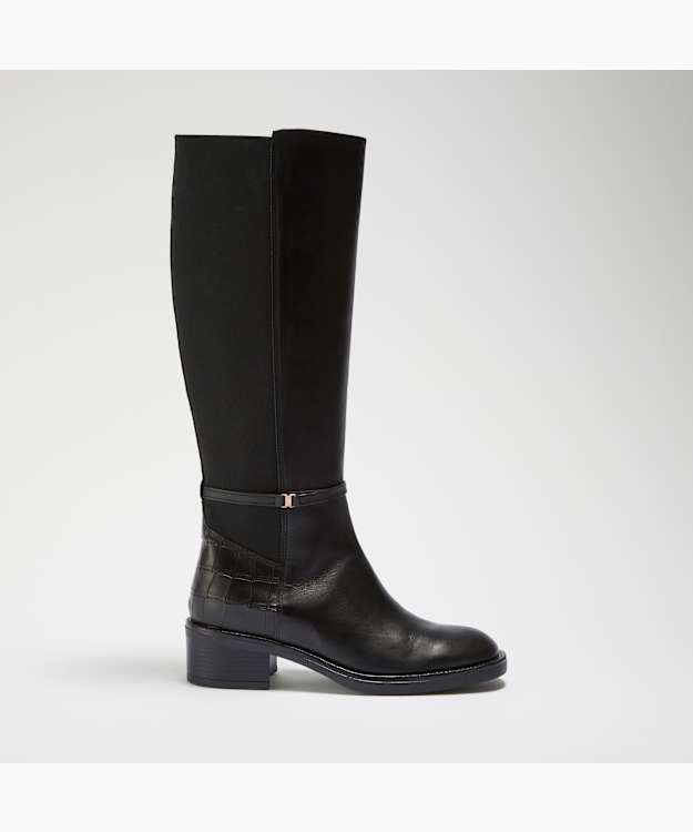 Tippit Black - Leather Knee-High Boots