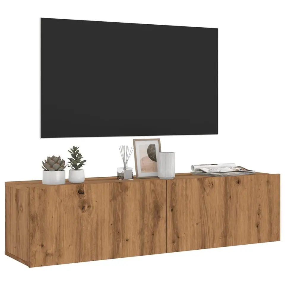 vidaXL - Zwevend TV-meubel met 2 deuren - Artisan eiken - Hout - 120x30x30 cm