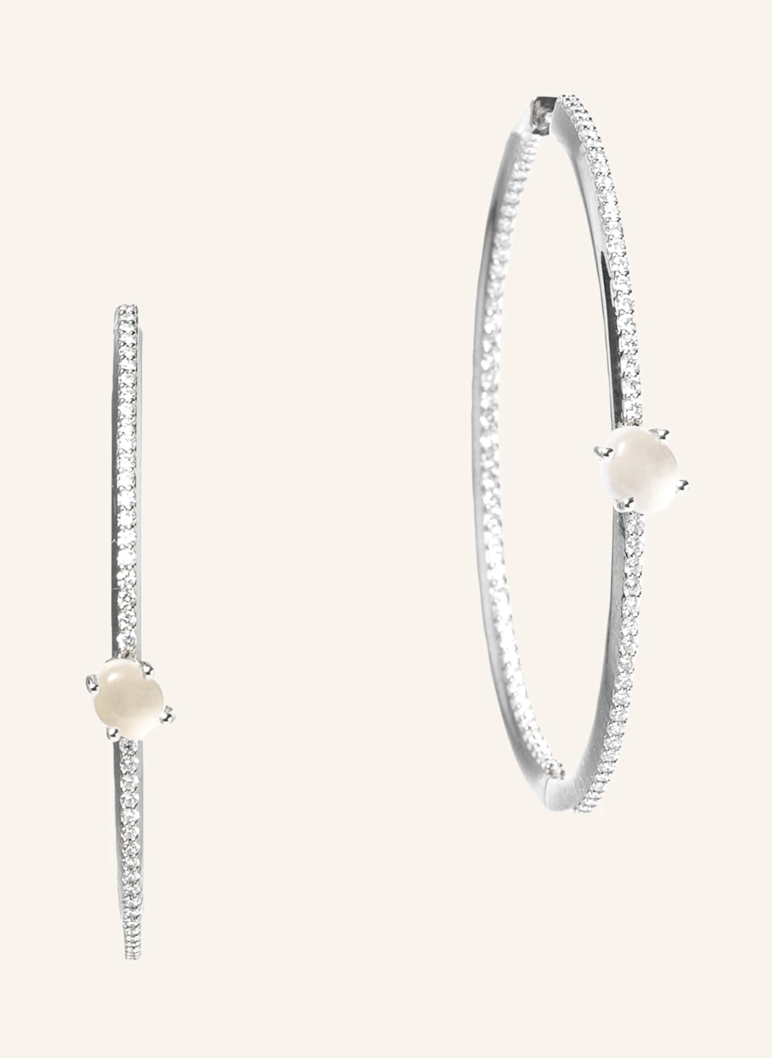 VIERI Creolen WOLKE MILCHQUARZ BRILLANT PAVÉ